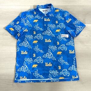 Reyn Spooner College UCLA Bruins Hawaiian Blue Athletic Polo Shirt Mens XL New